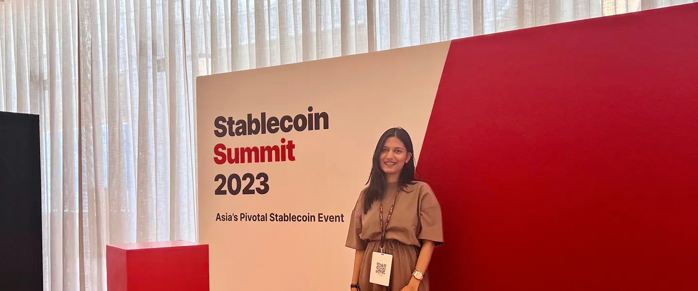 Shilika Jain at the Stablecoin Summit 2023 photo wall